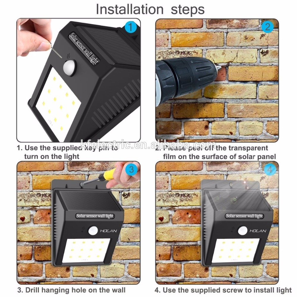 Waterproof Wireless 3-in-1 mode 24 44 54 LED Triangle Solar Powered Outdoor LED Flood light with PIR motion detector