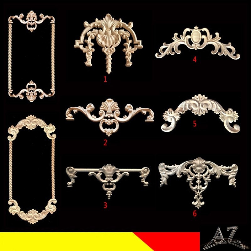 solid wood decorative carved appliques  hand carved wood onlays door trim antique wood trim