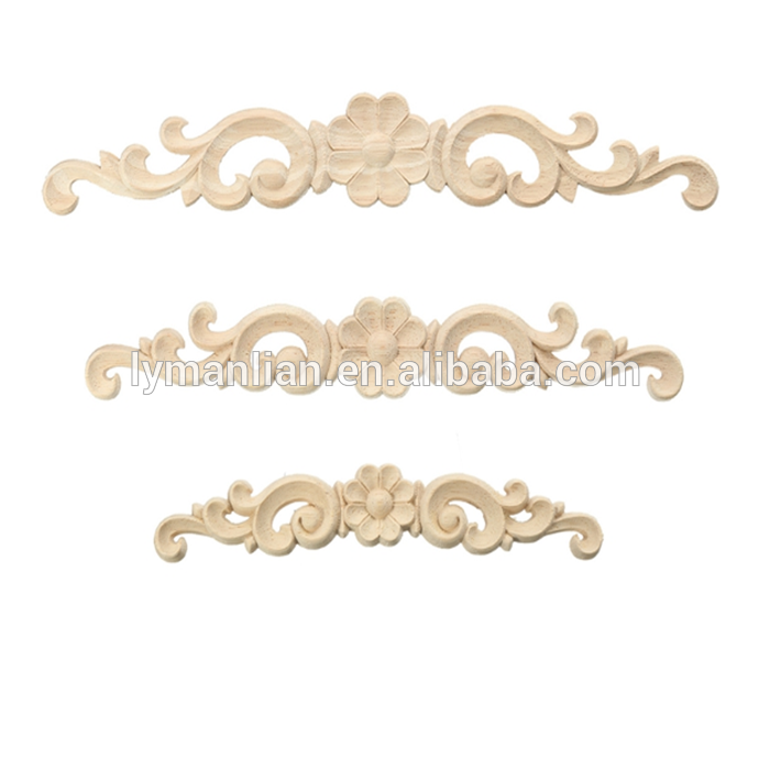 furniture parts Unpainted Wood Carved Corner Onlay Applique