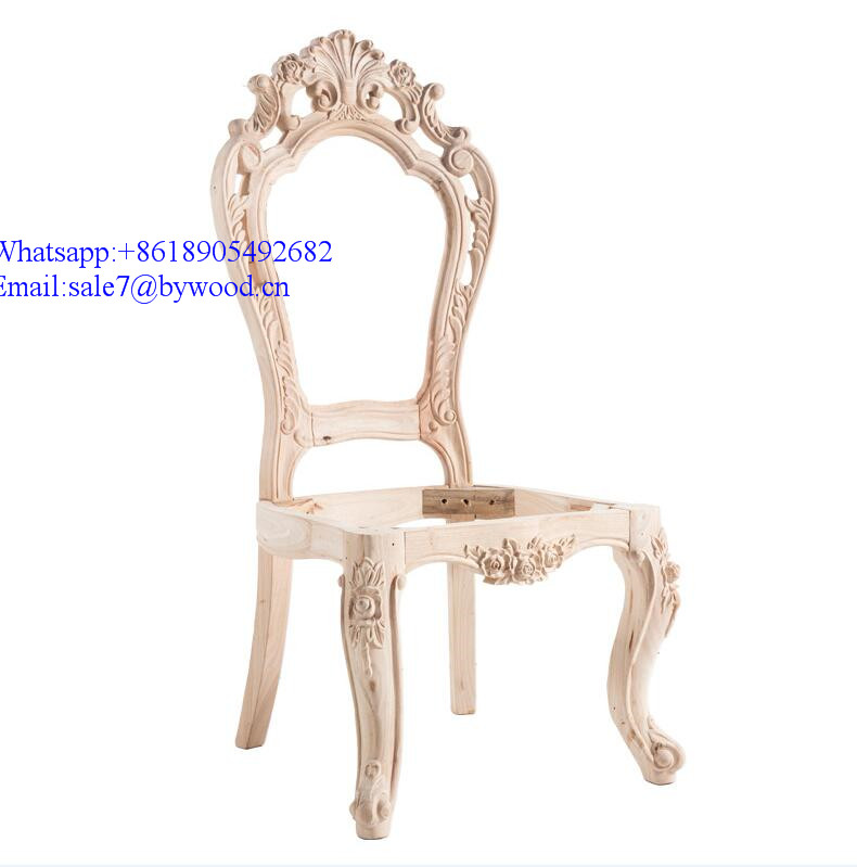 unpainted DIY  Wedding Chair  frame Luxury classic baroque chair Italian solid wood frame