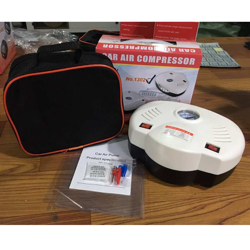 White Color DC12V Car Air Compressor in ABS & Copper