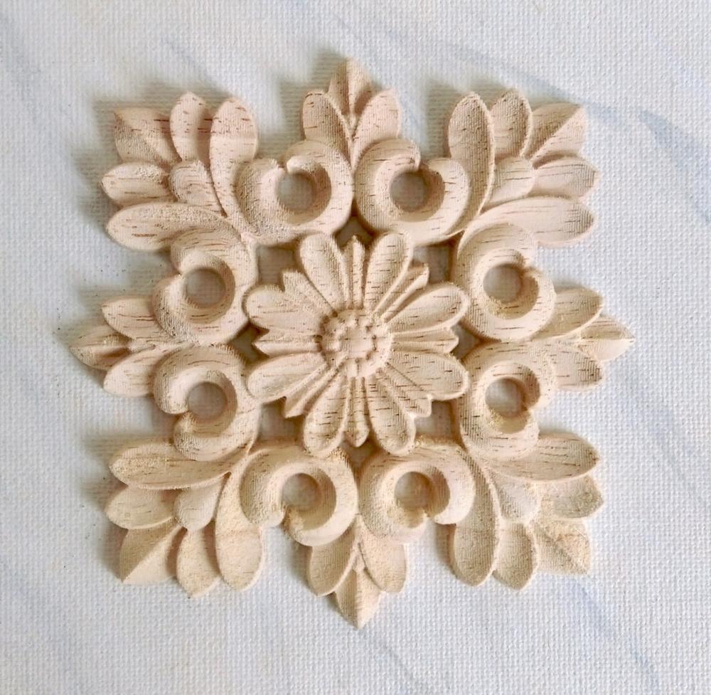 CNC carved wood onlay appliques Hand carved furniture wooden onlays wood carvings