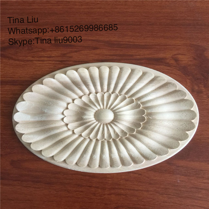 150x10mm Floral Round Wood Carving Rosette Carved Moulding