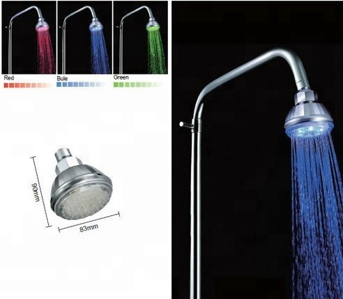 Bathroom accessories chrome polishes led shower head with temperature controlled color RGB