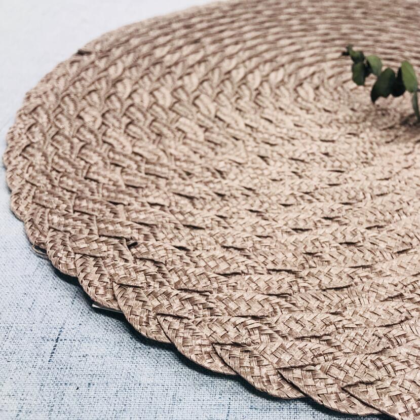 Tabletex waterproof washable round woven rope place mat dining table placemats rattan placemat plastic