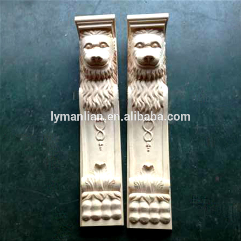 Antique Carved Animal People Wood Corbel