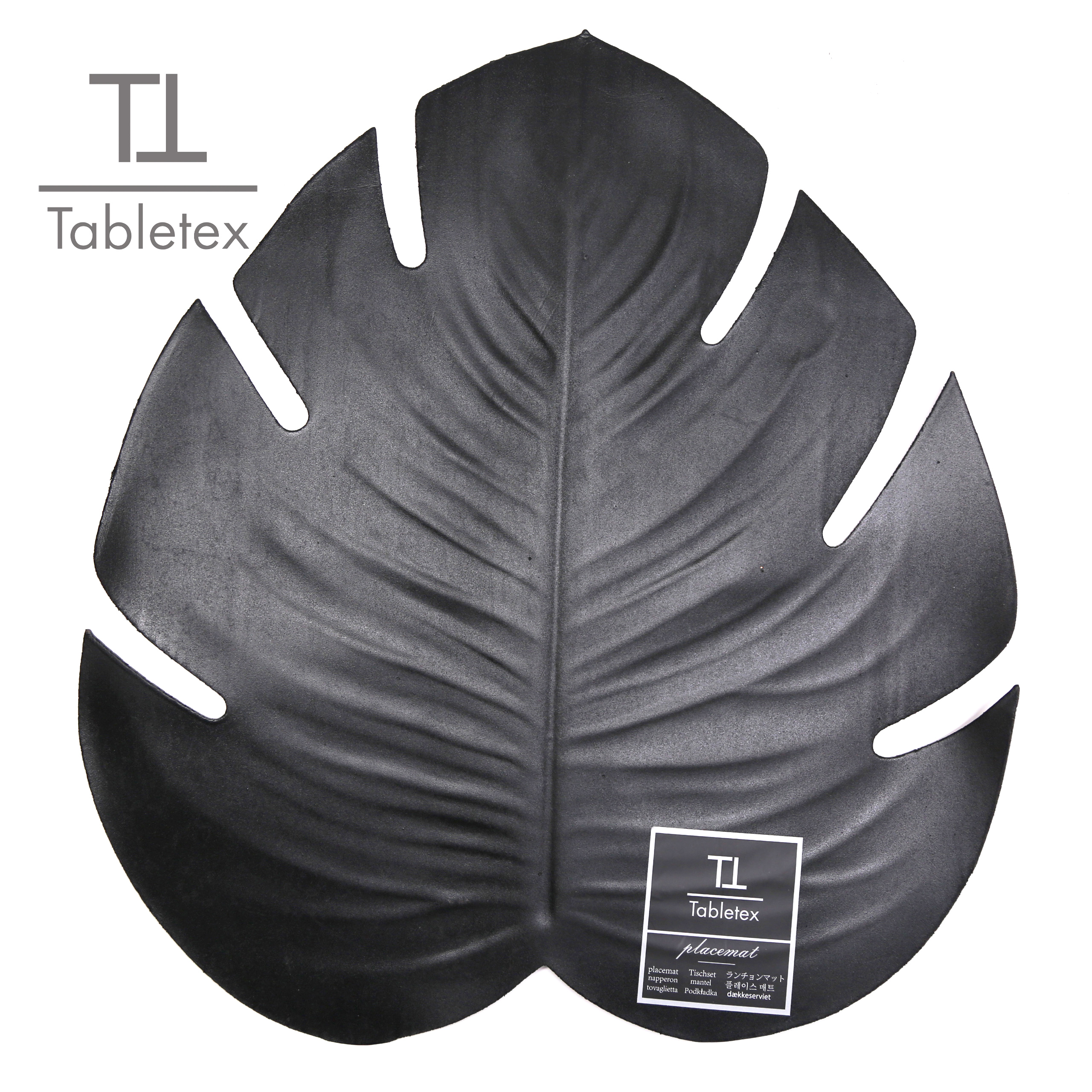 Die cut black hot sell Eco-Friendly EVA leaf placemat decoration dinner mat