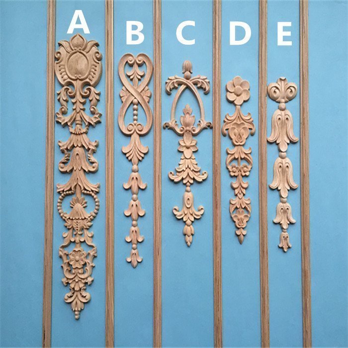 Wood Carved Drop Onlay Decorative Flower Door Patch Onlays