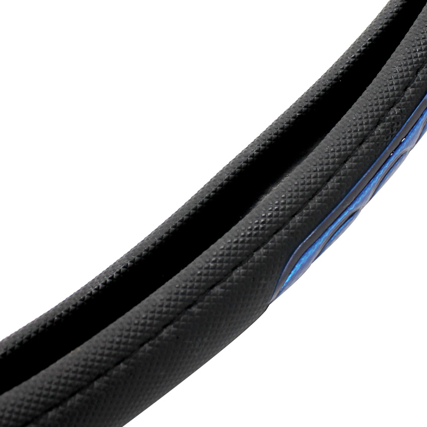 Blue reflective steering wheel cover 38cm black rubber ring