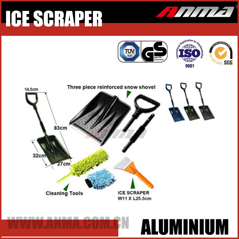 Multi-function ice scraper cleaning tool heated plastic snow shovel set