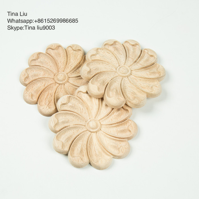 Decorative Antique Wood Round Onlays Rosette Furniture Appliques