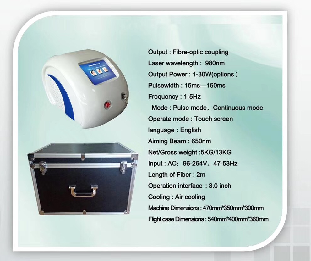 Portable  980 nm diode laser Professional Spider Veins Removal Machine/Blood removal