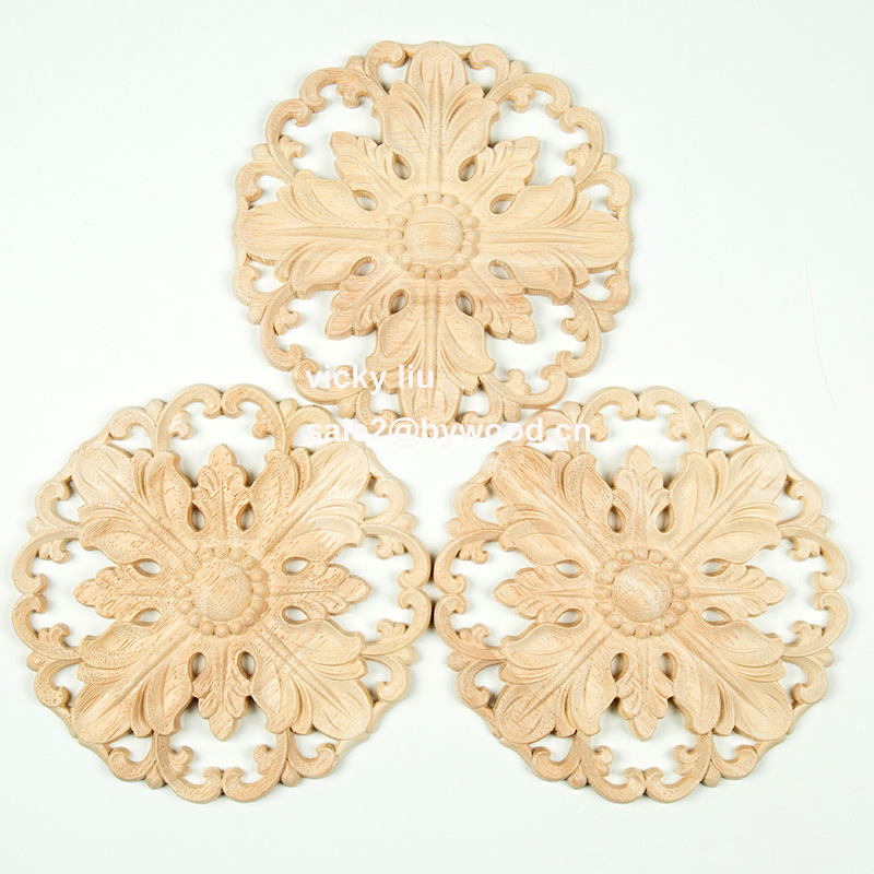 furniture decoration carved hollow out roundness wood onlay