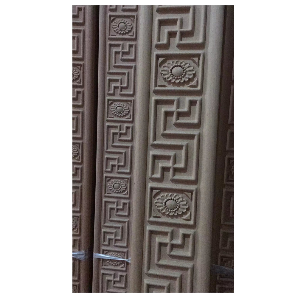 Furniture decorative Beech Greek Key Moldings with floral shape