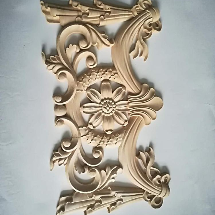 Furniture Decoration wood carving Unpainted Rubberwood carved