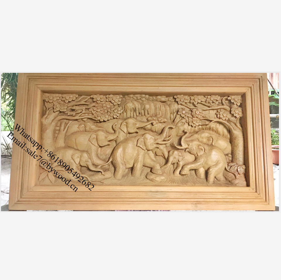 handmade elephant wall hanging carved  wood wall paneling