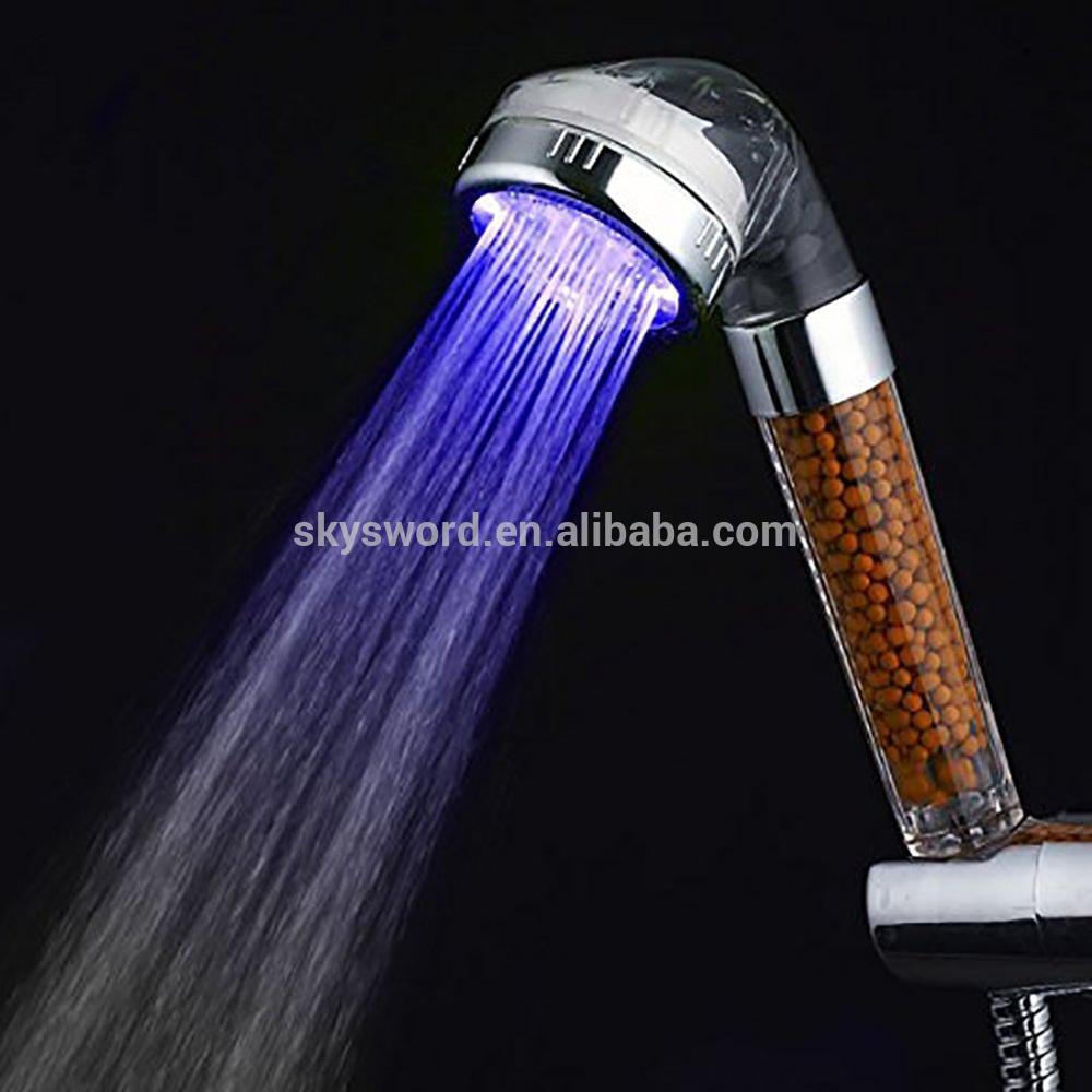 LED light rainbow color changing handheld mineral shower head