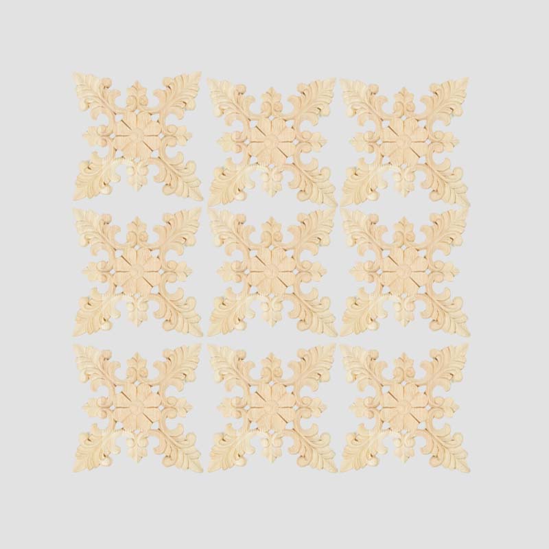 square antique decorative wood carving onlay