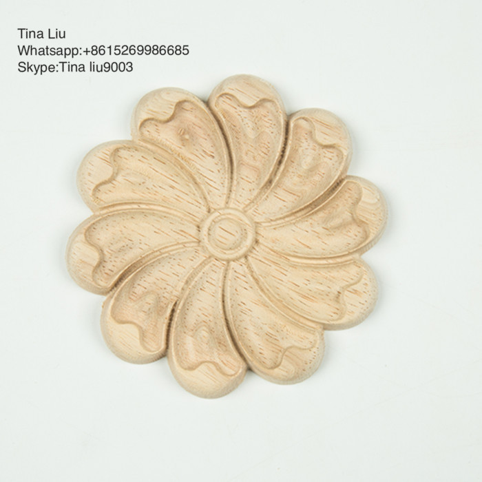 1 Piece Round Rosette Applique Shabby Chic Wood Furniture Onlay and Applique