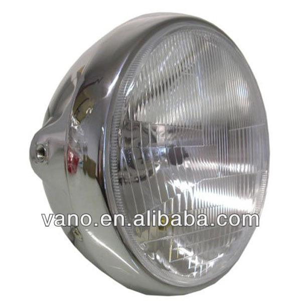 Motorcycle Headlight Universal 7 Side Mount with Chrome Rim and Casing