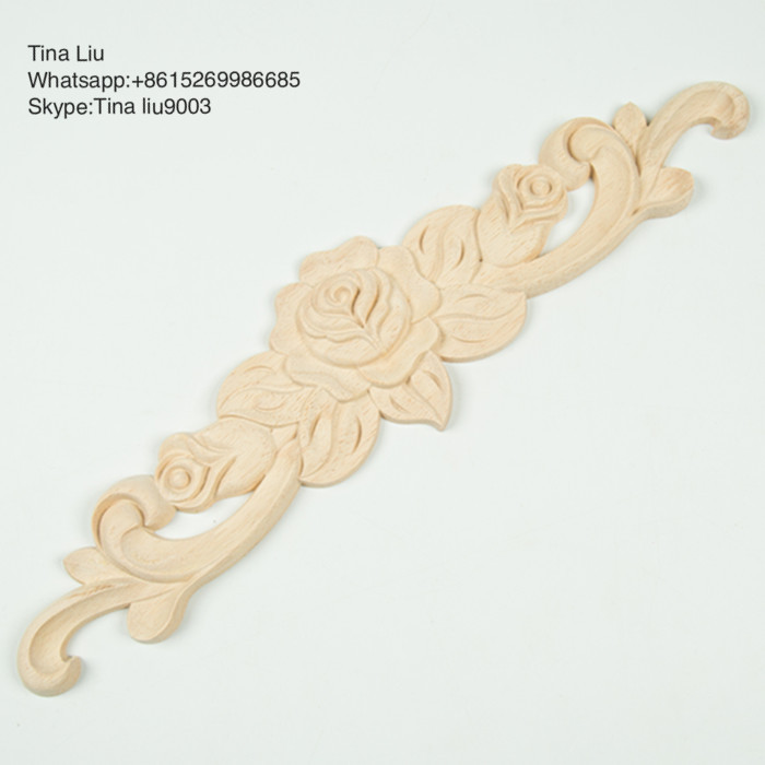 Vintage Flower Pattern Wood Carved Decal Wood Onlay Appliques