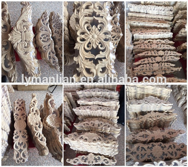 Decorative wood appliques and onlays hand carved rosette ornaments