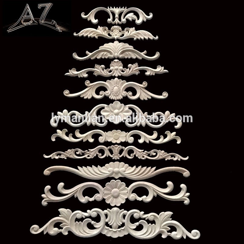 Unfinished hand carved wood onlays