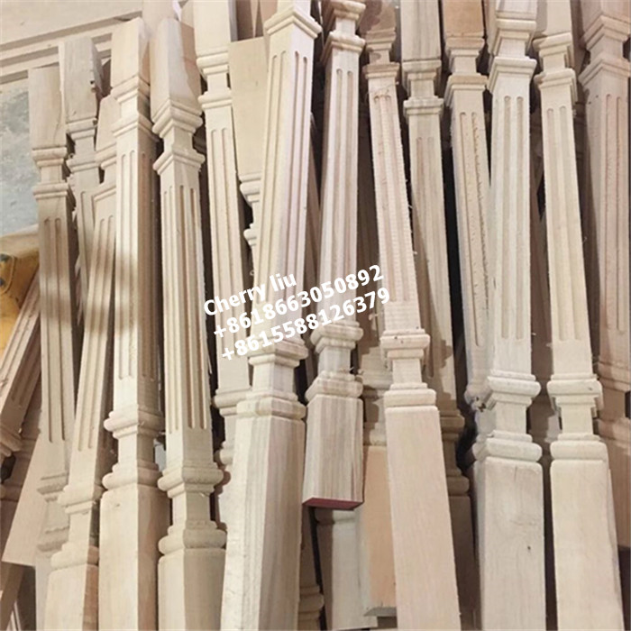 Roman style cheap wood staircase balcony balustrade