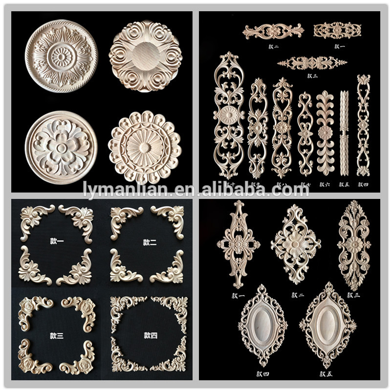 Decorative Wood Ornamental Furniture Mouldings Appliques