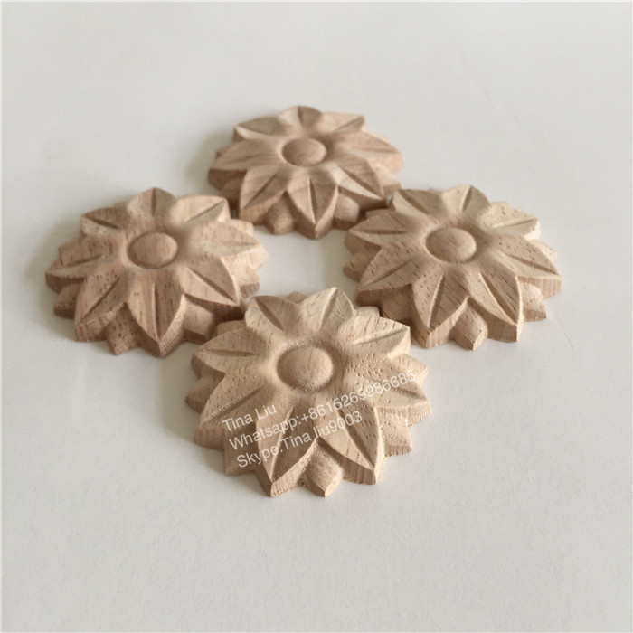 craft round wood carving rosettes onlay flower appliques