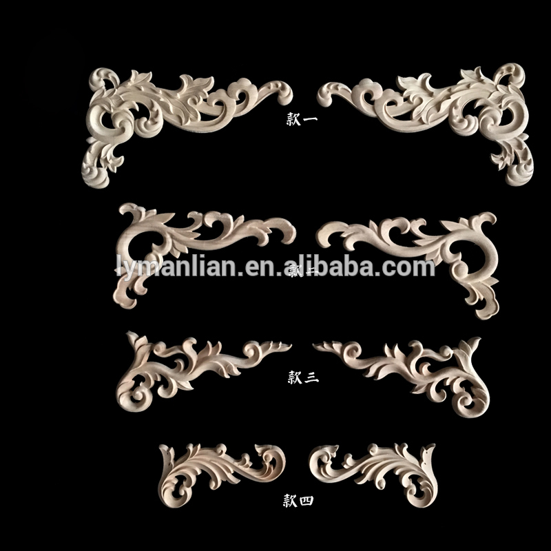 Wood Carved corner onlays applique wood decorative corners for panel molding