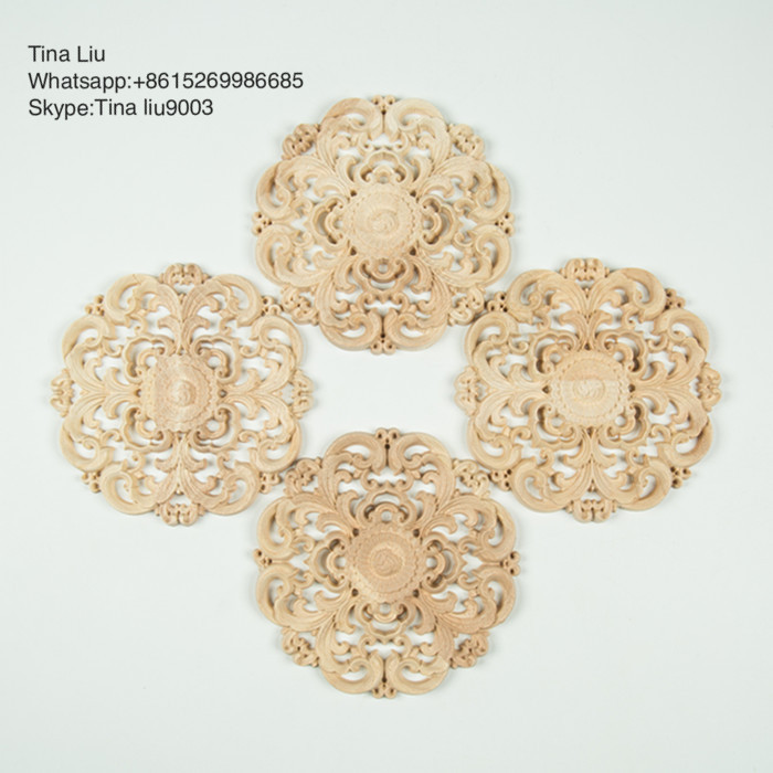 Round wood rosettes onlay for furniture