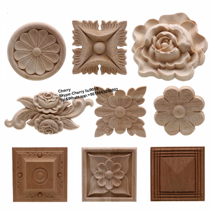 Wood Furniture Applique Parts Wood Carving Oval Rosette