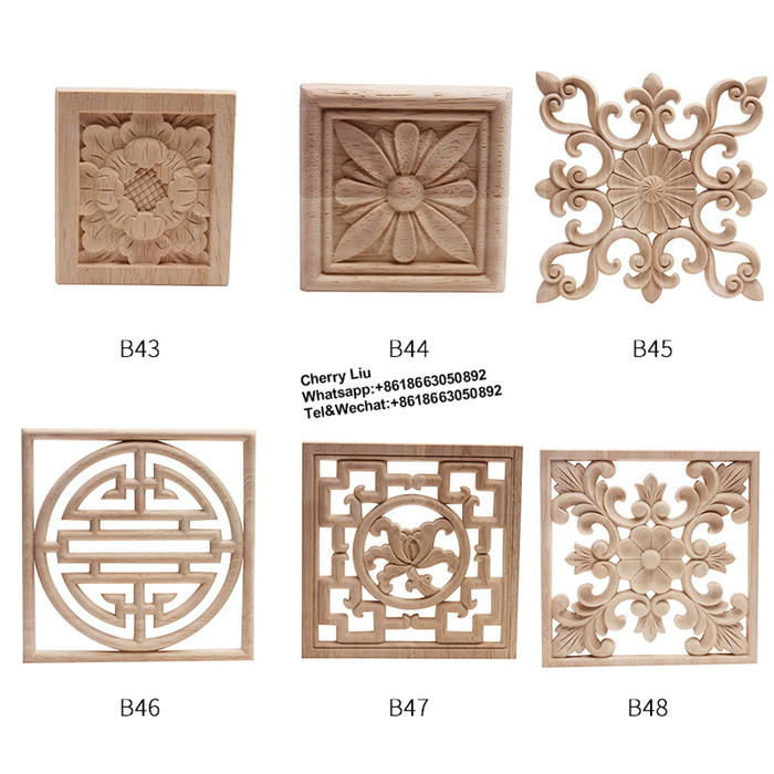 Decorative Carved Rubber Wood Rosette Furniture Onlays Appliques