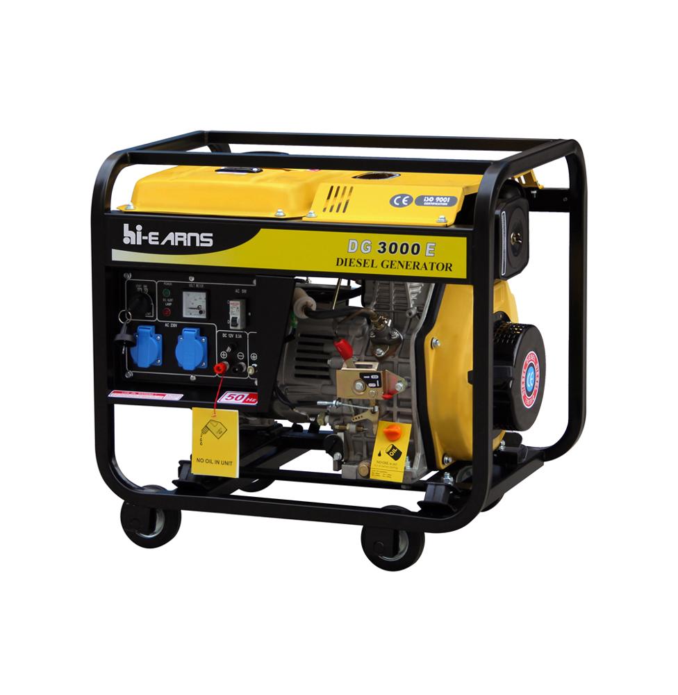 pull starting three phasePortable 3000 watts open frame air-cooled diesel generator