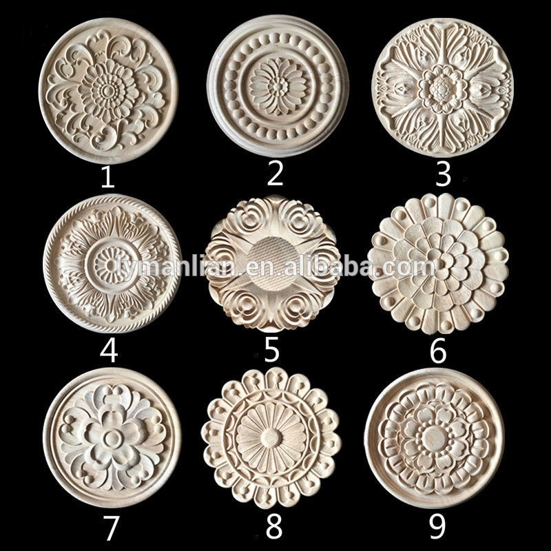 decorative furniture Round Rosettes wood appliques