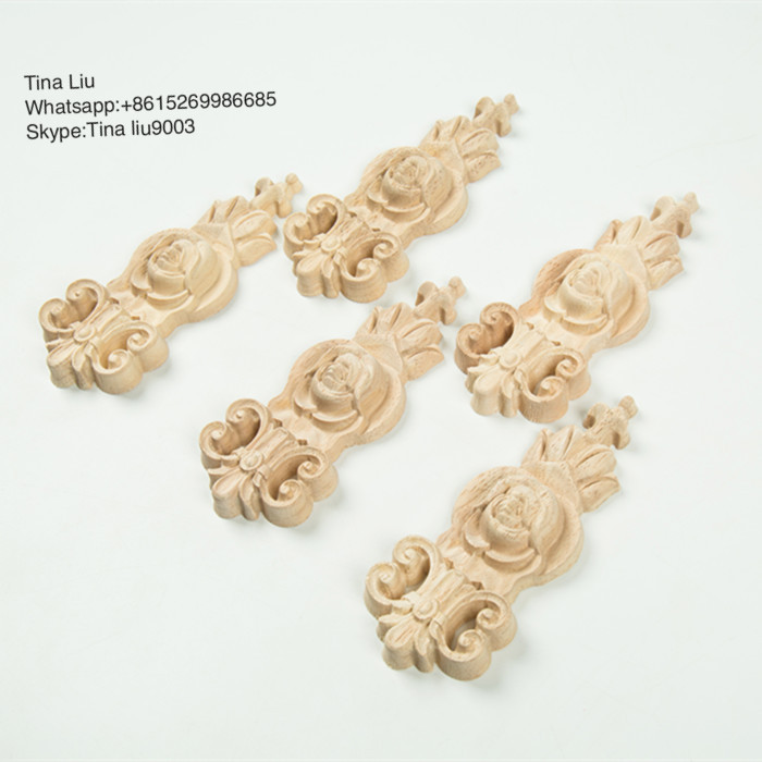 Carved wood furniture embellishment onlay and applique decal onlay for decoration