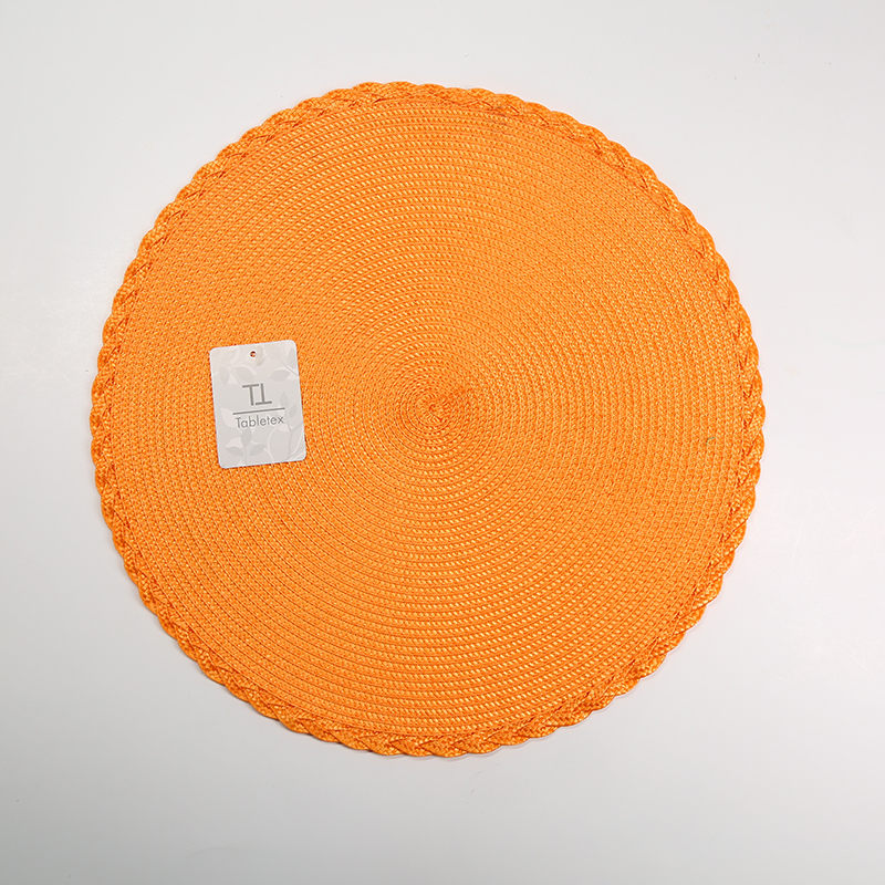 Wholesale anti-slip PP Woven Round Braided Sewing Placemat  Hem Table Mat for Dining Table Mats