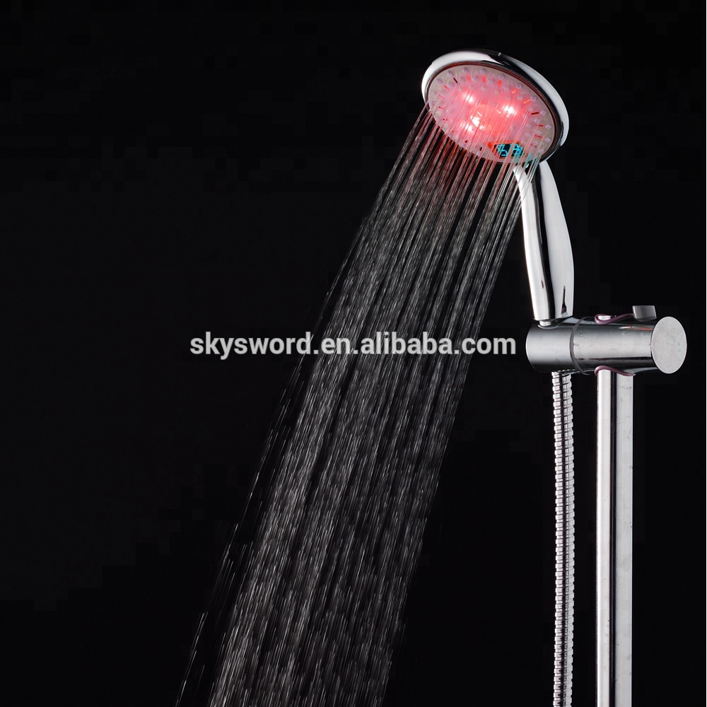 Water saving led light shower head with temperature digital display