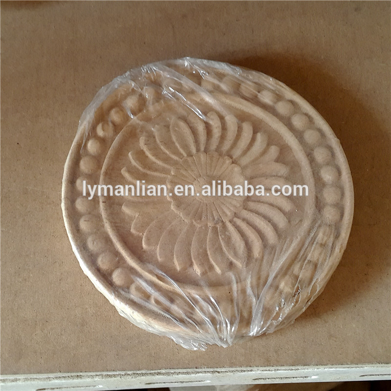 Wood carved round onlays appliques